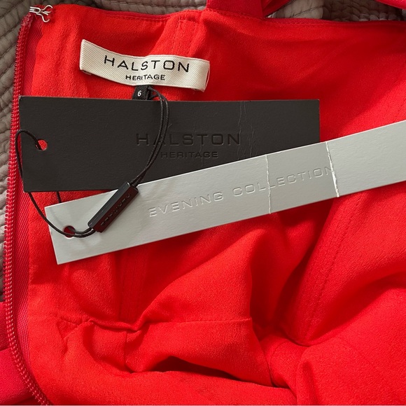New Halston Heritage Evening Collection stretch crepe rouched gown size 6 red - Picture 13 of 14